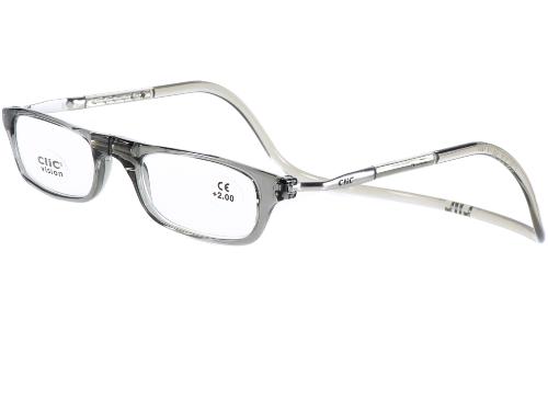 Lunettes De Lecture Clic Classic - Verres +2.00, Monture Transparente, Système Magnétique Porté Autour Du Cou
